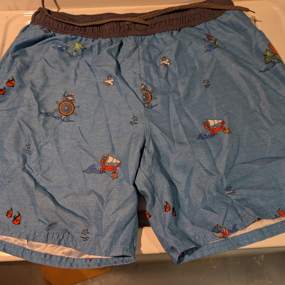 Burnside Blue Swim Shorts with Nautical Print